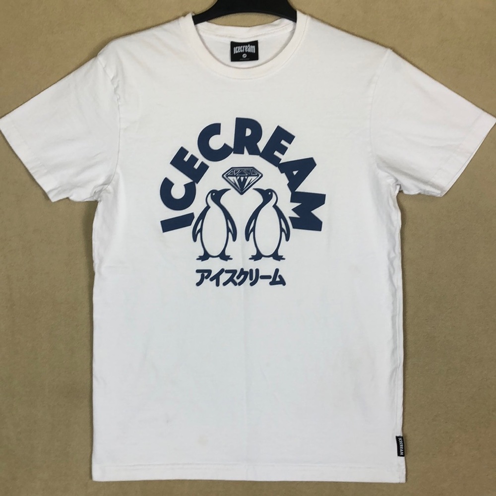 Billionaire Boys Club Ice Cream Penguin White Short Sleeve Shirt Men’s size M